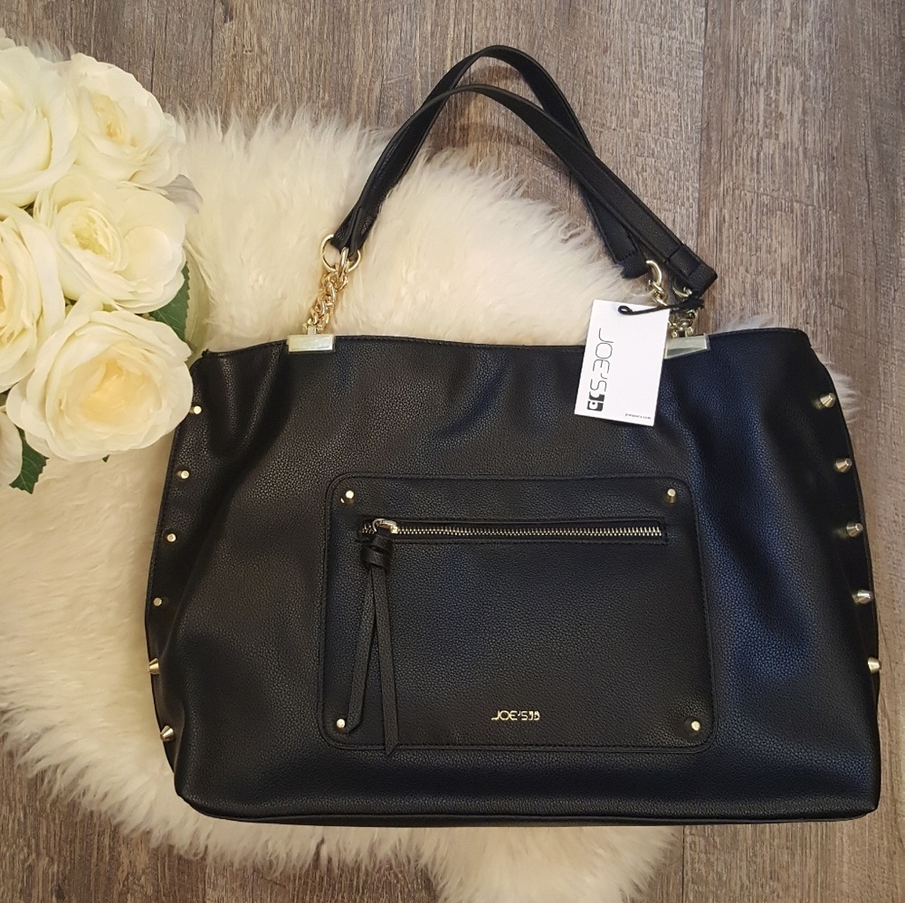 New Joe's Emerson Black Vegan Tote Bag/Satchel NWT